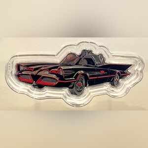 Pure 999% Solid Silver Coin rare #727 of only 1000 Classic Black & Red Batmobile